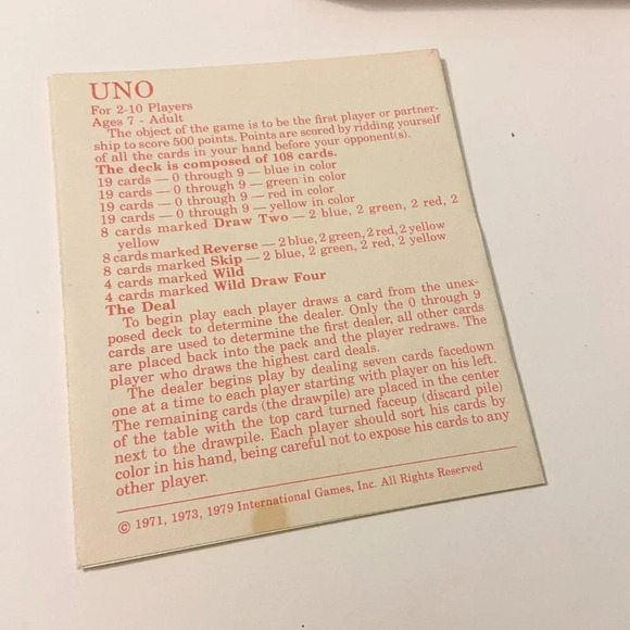 Vintage 1979 Uno Cards Game International Games Complete - Picture 5 of 9